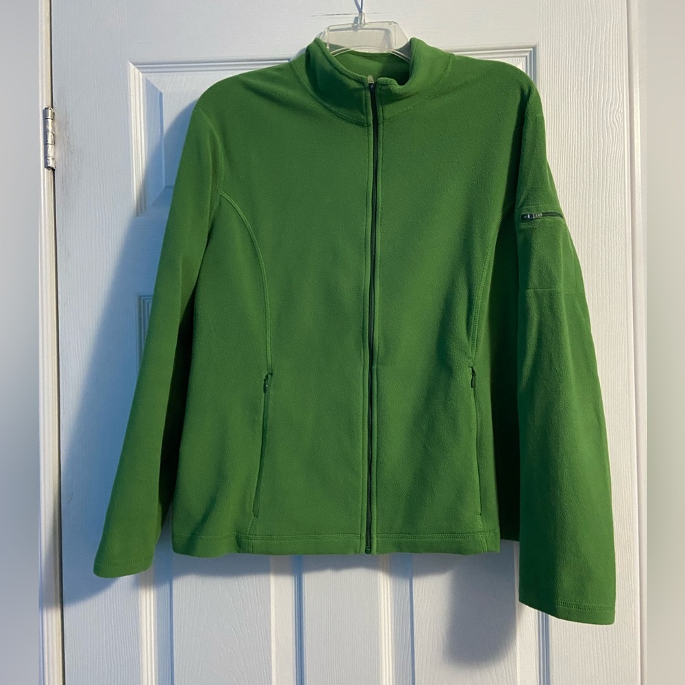 L.L. Bean Women's Green Fleece Long Sleeve Zip Up Utility Jacket Size XL